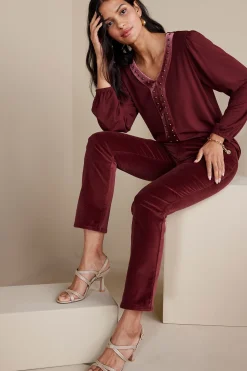 Soft Surroundings Blakely Velveteen Pants> EVelvet Styles|full length