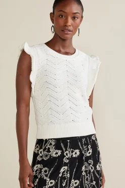Soft Surroundings Celina Flutter Sleeve Sweater> Sweaters & Cardigans|sleeveless