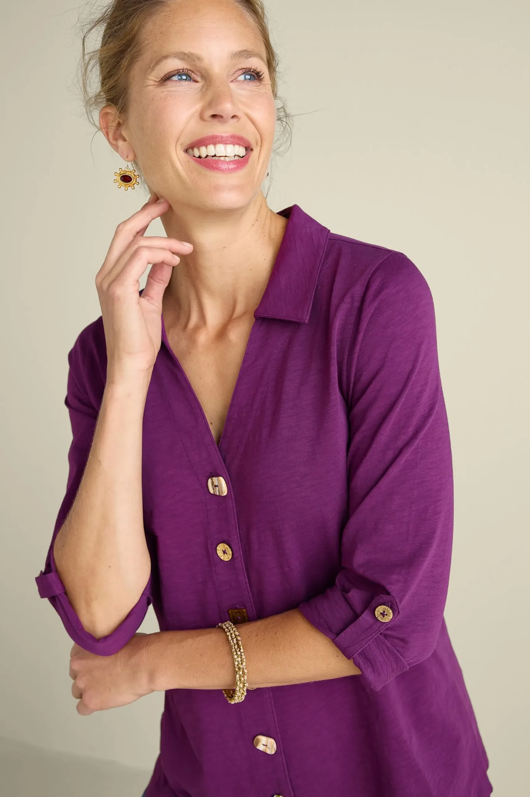 Soft Surroundings Danielle 3/4 Sleeve Tunic> Vacation Shop|three quarter length