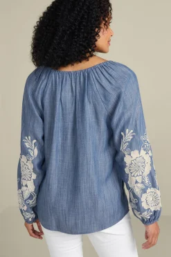 Soft Surroundings Diya Embroidered TENCEL™ Peasant Top><noscript><img width=