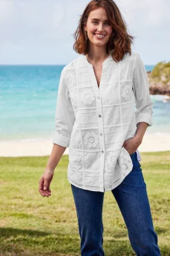 Soft Surroundings Eleanor Crochet Shirt><noscript><img width=