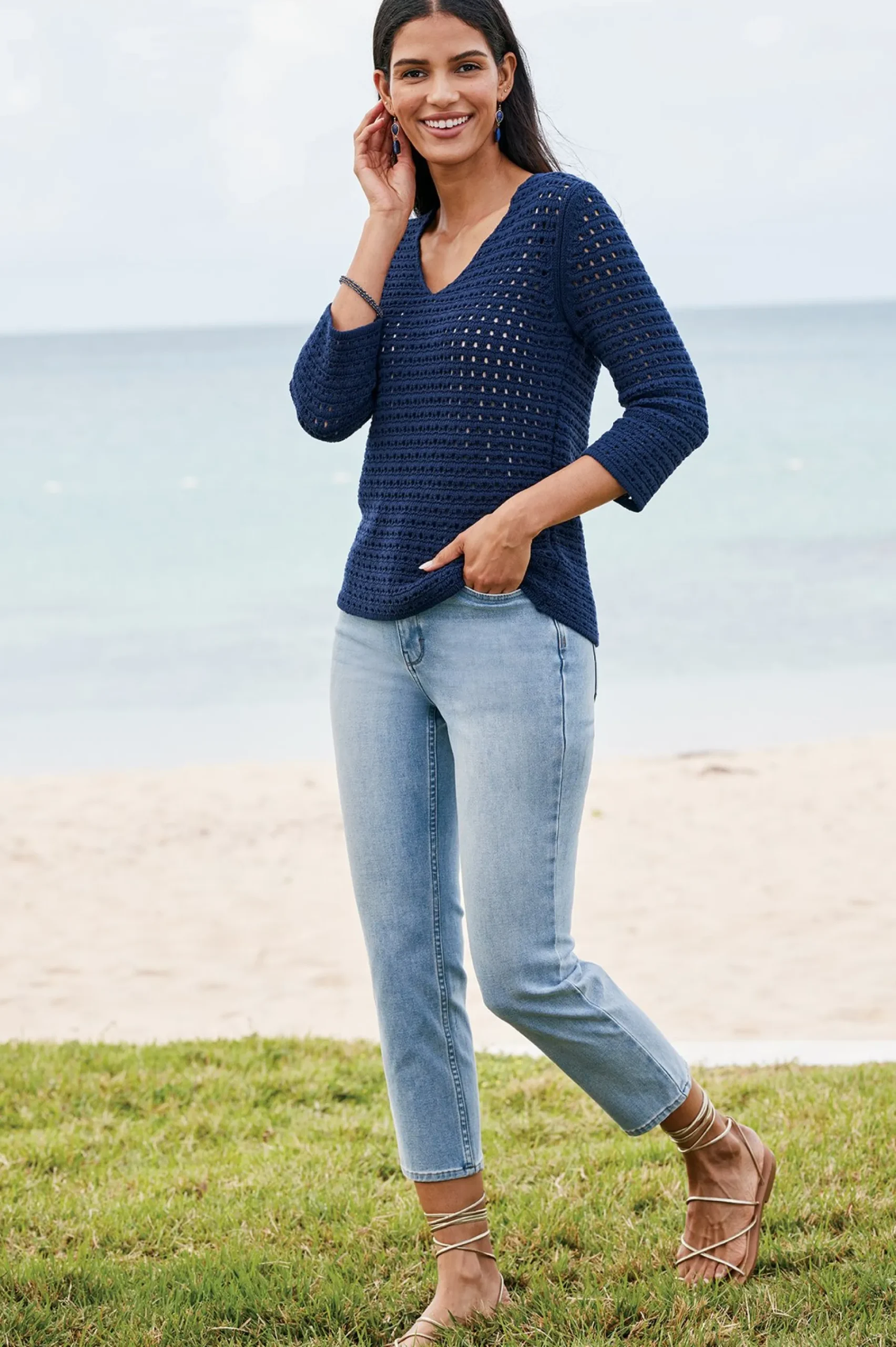 Soft Surroundings Estrella Sweater> Sweaters & Cardigans|three quarter length