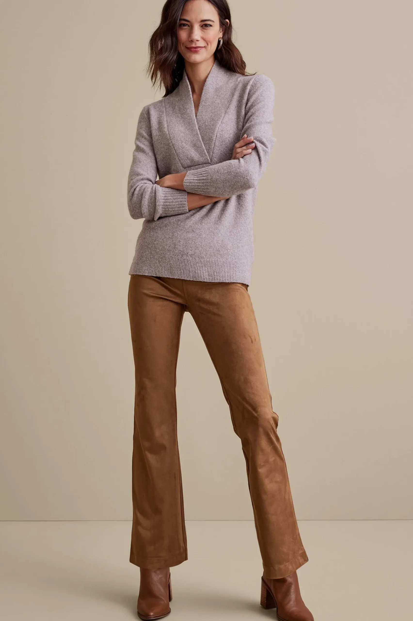 Soft Surroundings Faux Suede Bootcut Pants> full length|bootcut