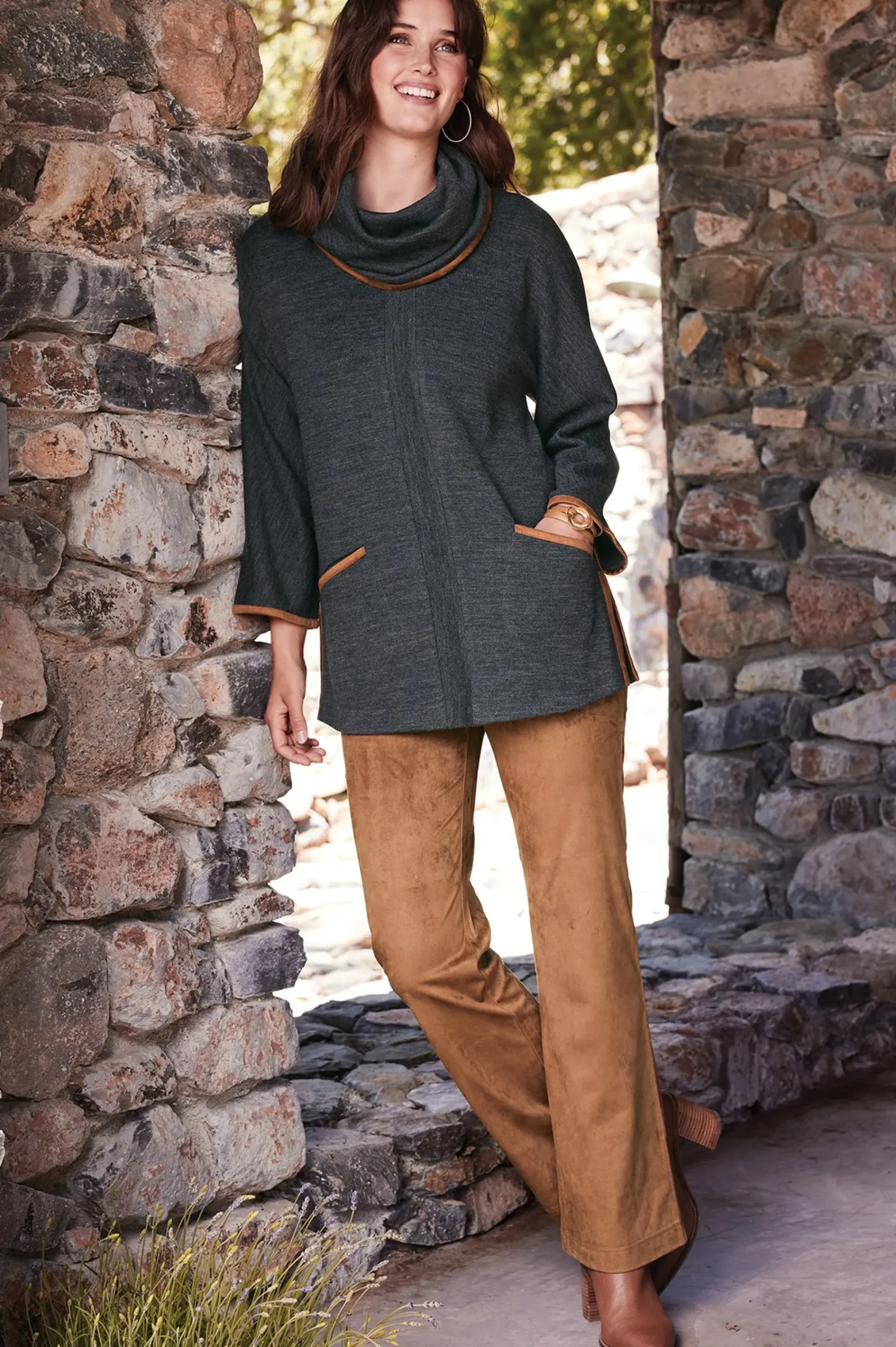 Soft Surroundings Faux Suede Bootcut Pants> full length|bootcut