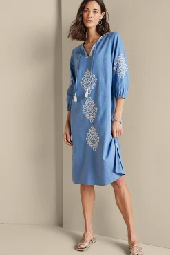 Soft Surroundings Hasana Linen Blend Midi Dress><noscript><img width=