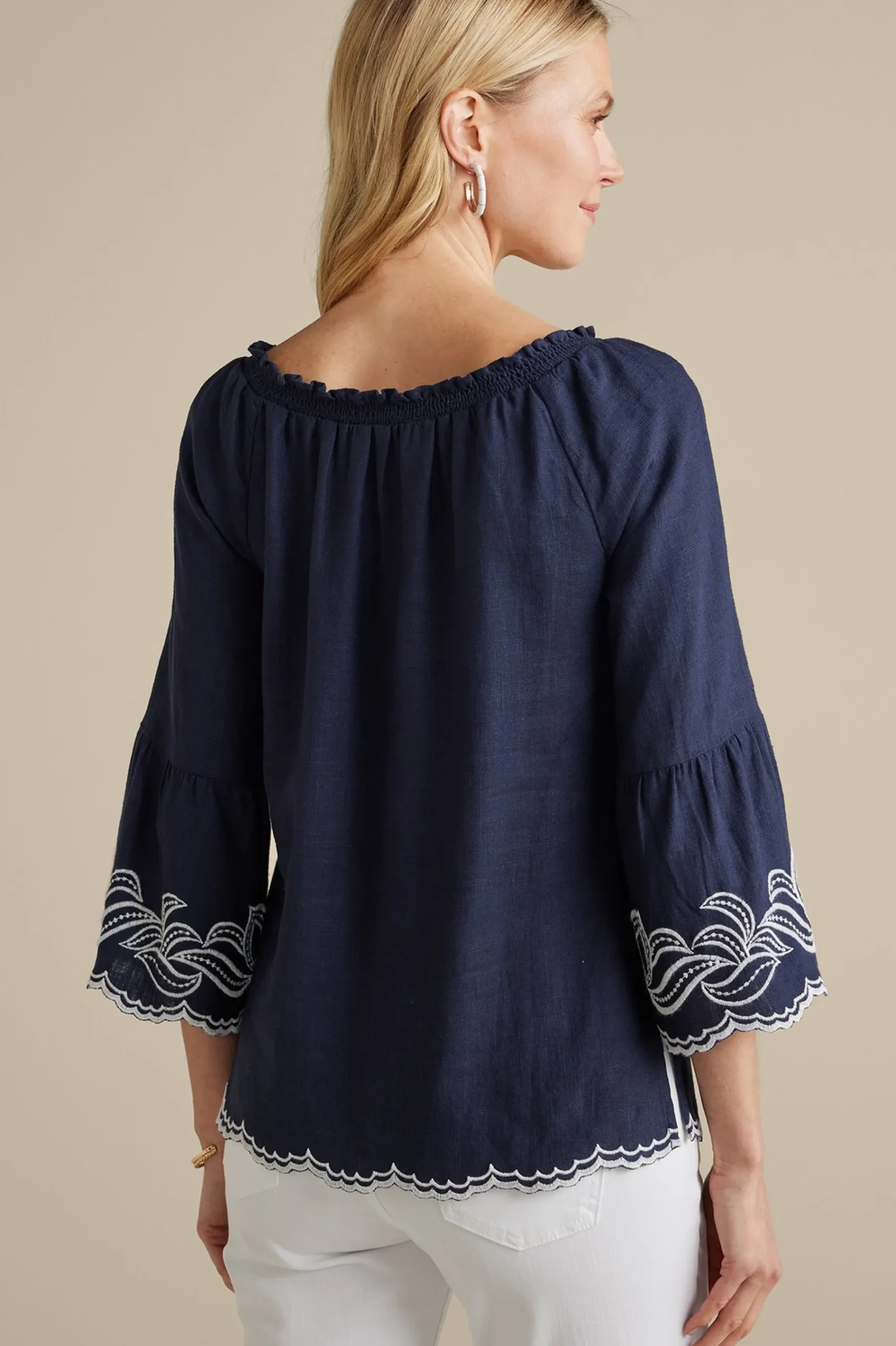 Soft Surroundings Josey Top> Feminine Flourish|Into The Blues