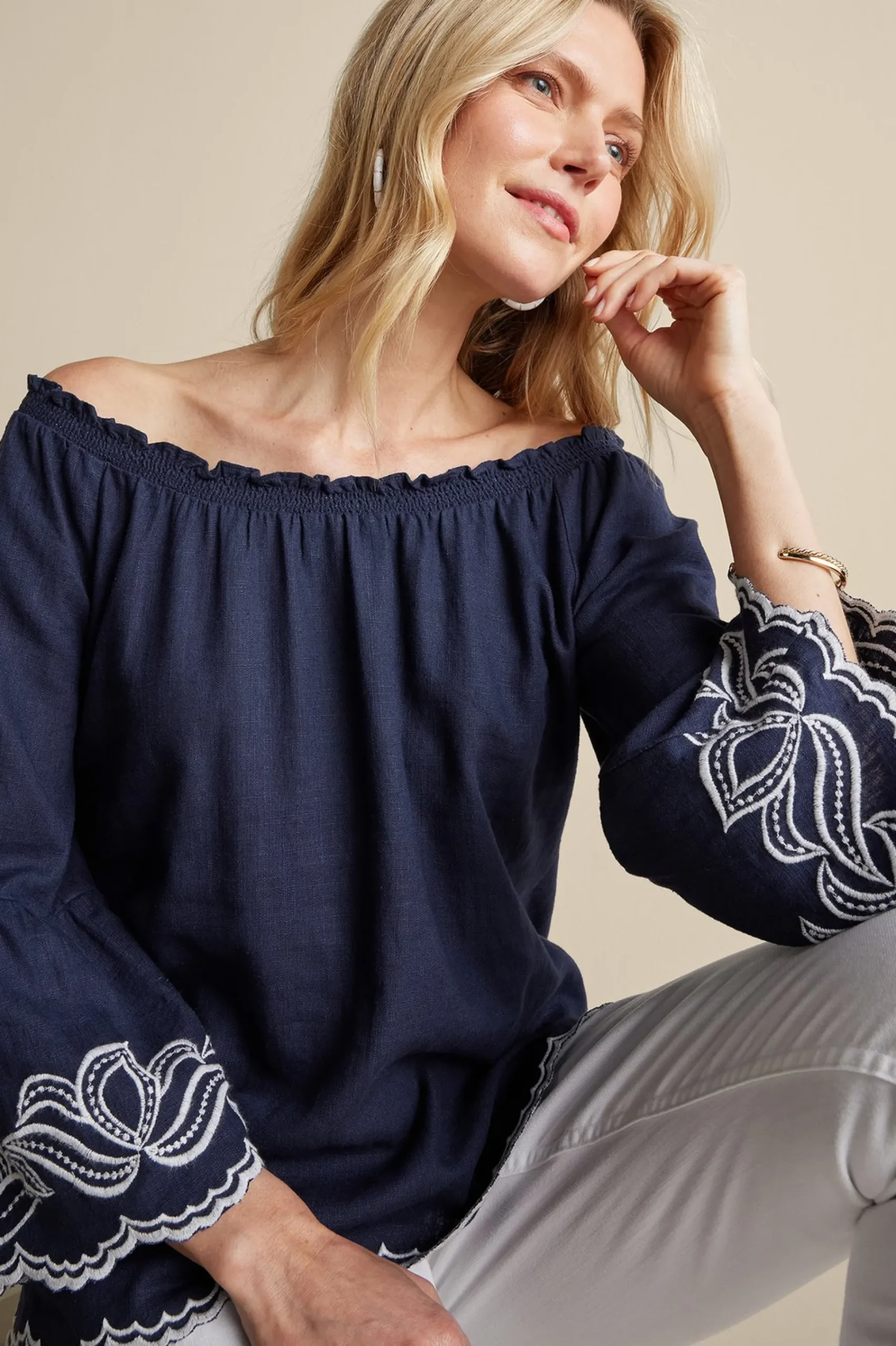 Soft Surroundings Josey Top> Feminine Flourish|Into The Blues