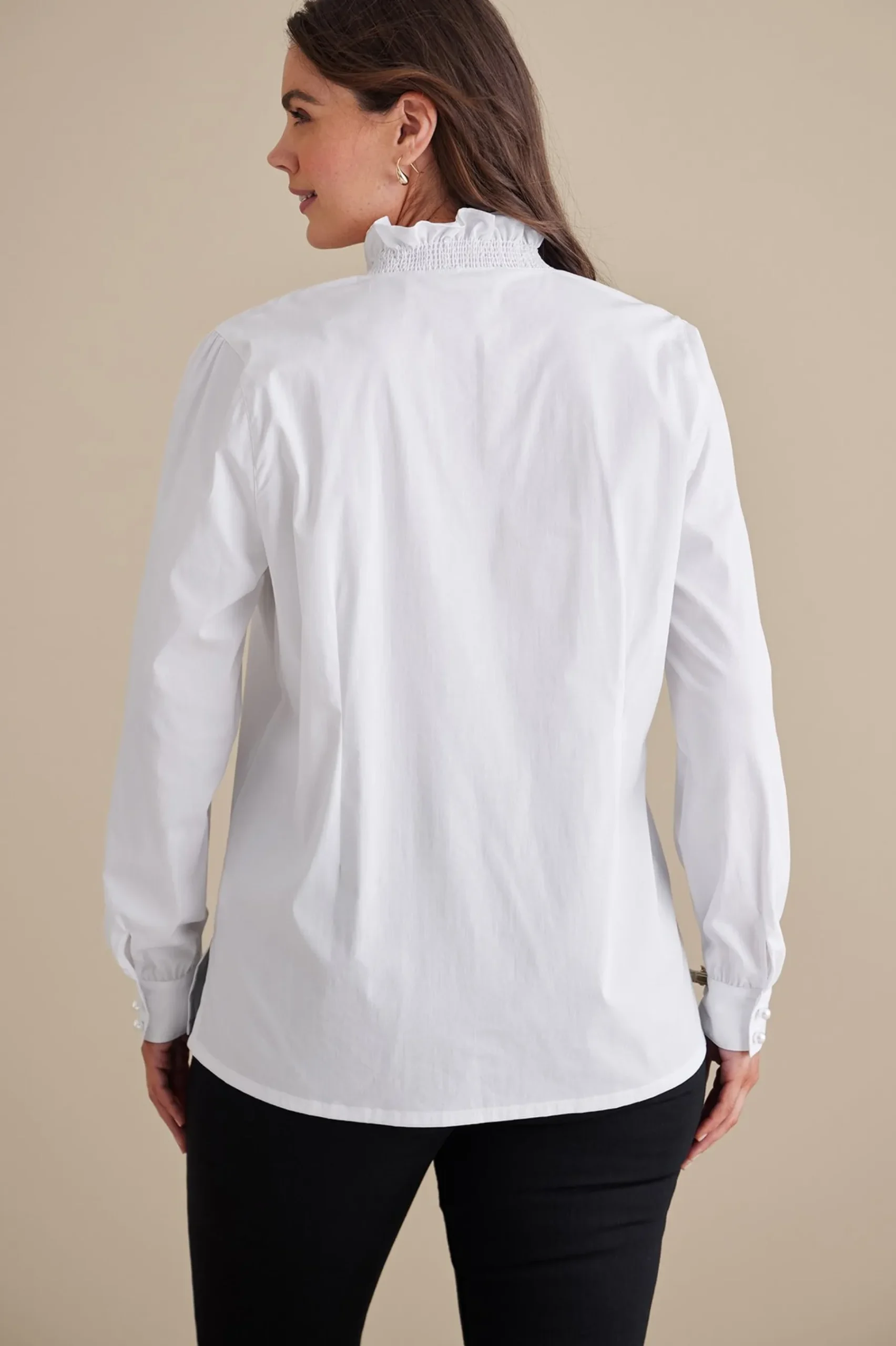 Soft Surroundings Kata Ruffle Collar Shirt> Feminine Flourish|long sleeve