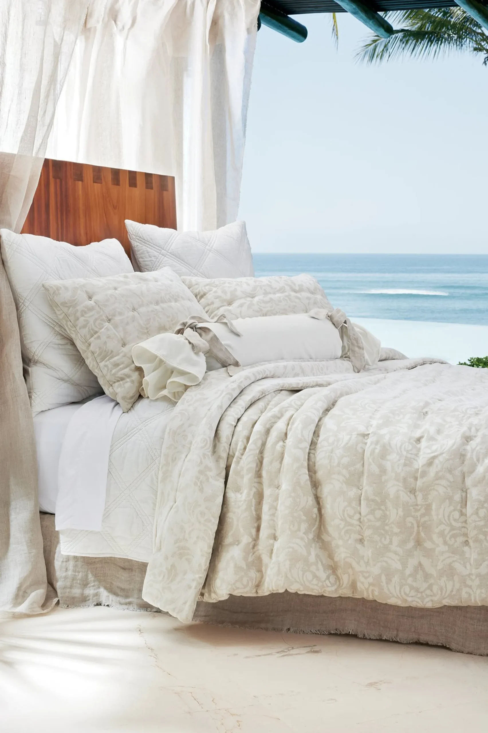 Soft Surroundings Lorena Velvet Bolster with Linen Tie> pillows|pillowcases & shams