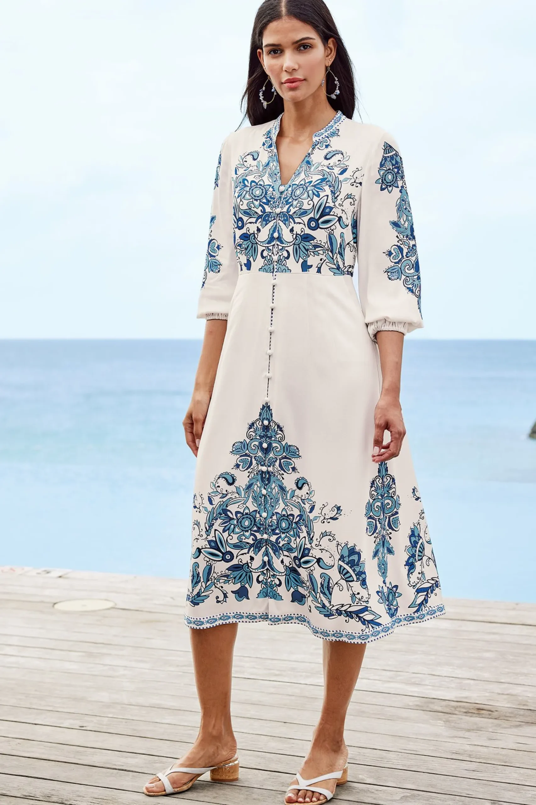 Soft Surroundings Louise Midi Dress> patterned|mid-length