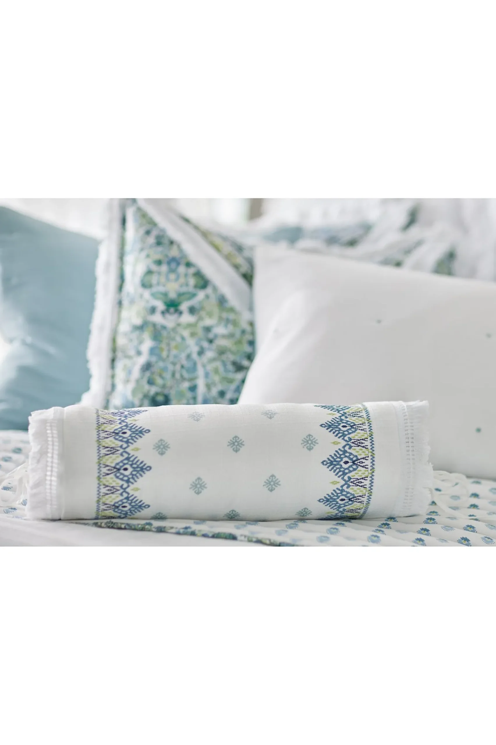 Soft Surroundings Melanie Embroidered Bolster> pillows