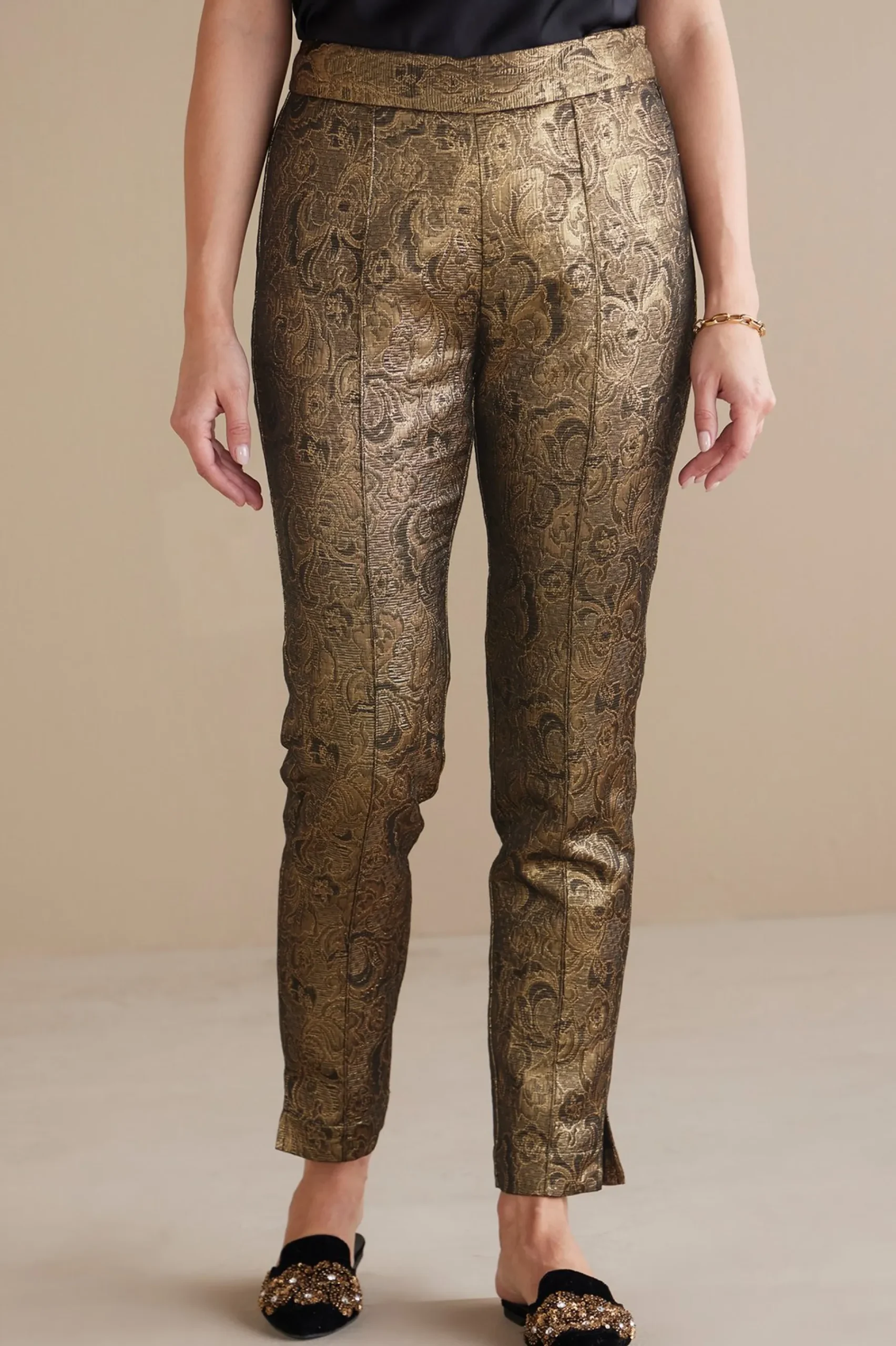Soft Surroundings Nevina Jacquard Trouser> ankle|straight