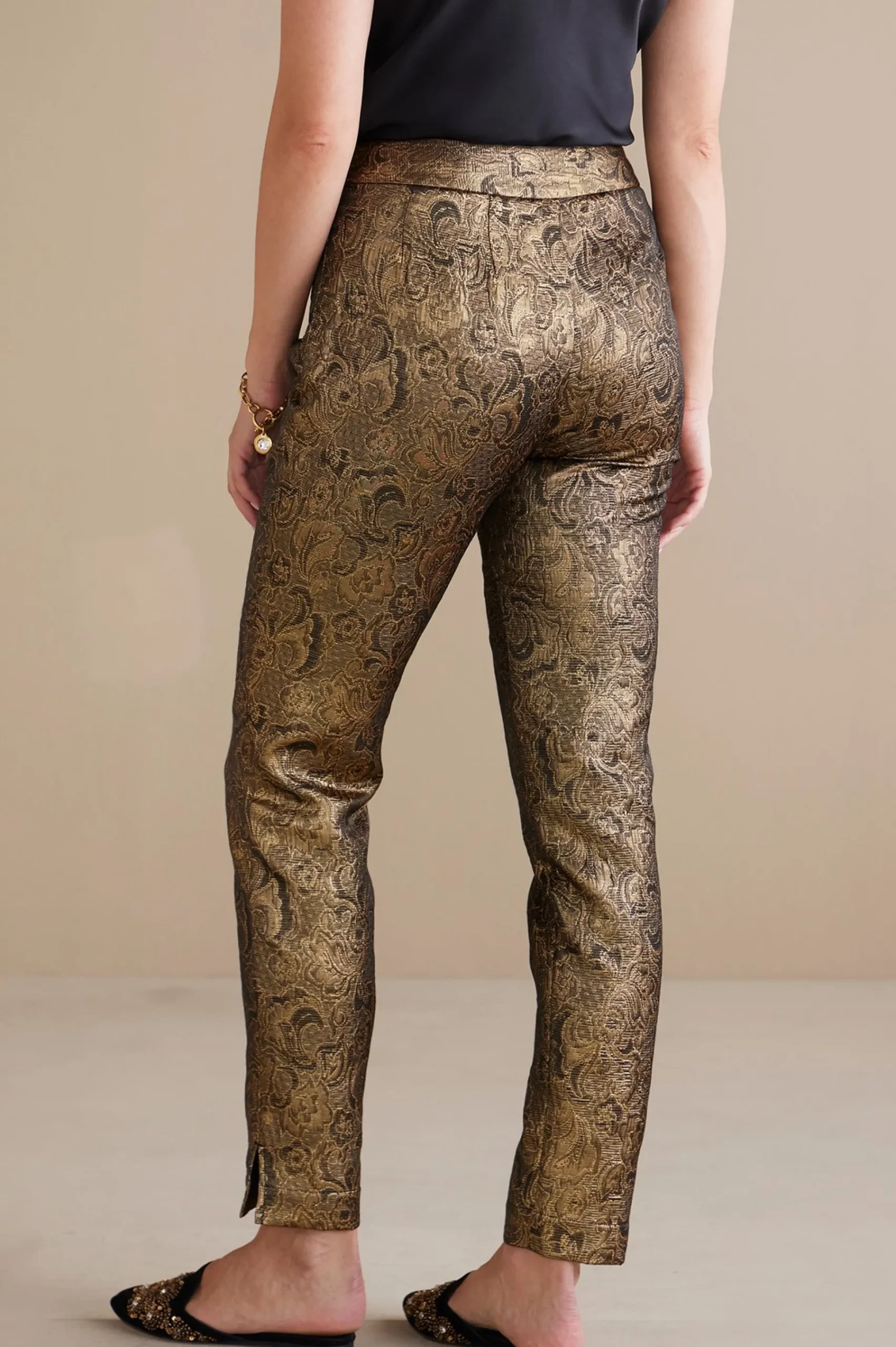 Soft Surroundings Nevina Jacquard Trouser> ankle|straight