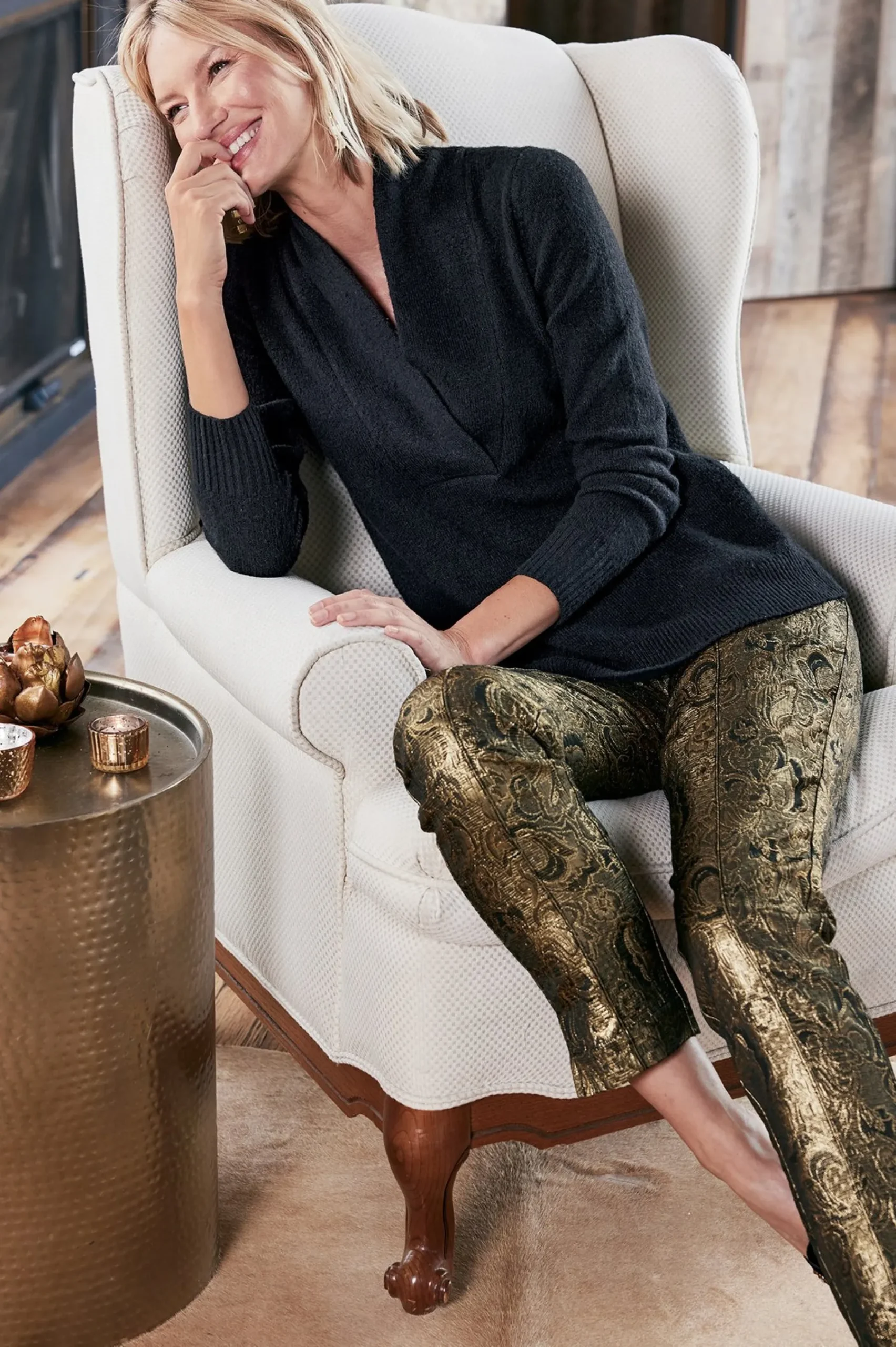 Soft Surroundings Nevina Jacquard Trouser> ankle|straight