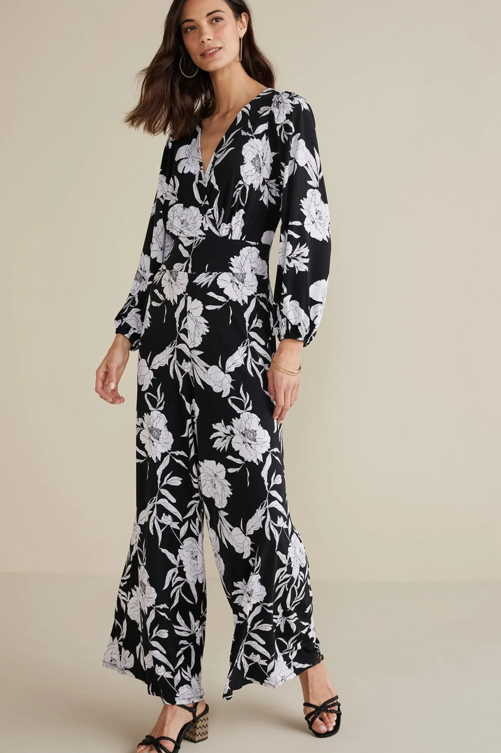 Soft Surroundings Penelope Long Sleeve Jumpsuit> Into The Blues|work to play