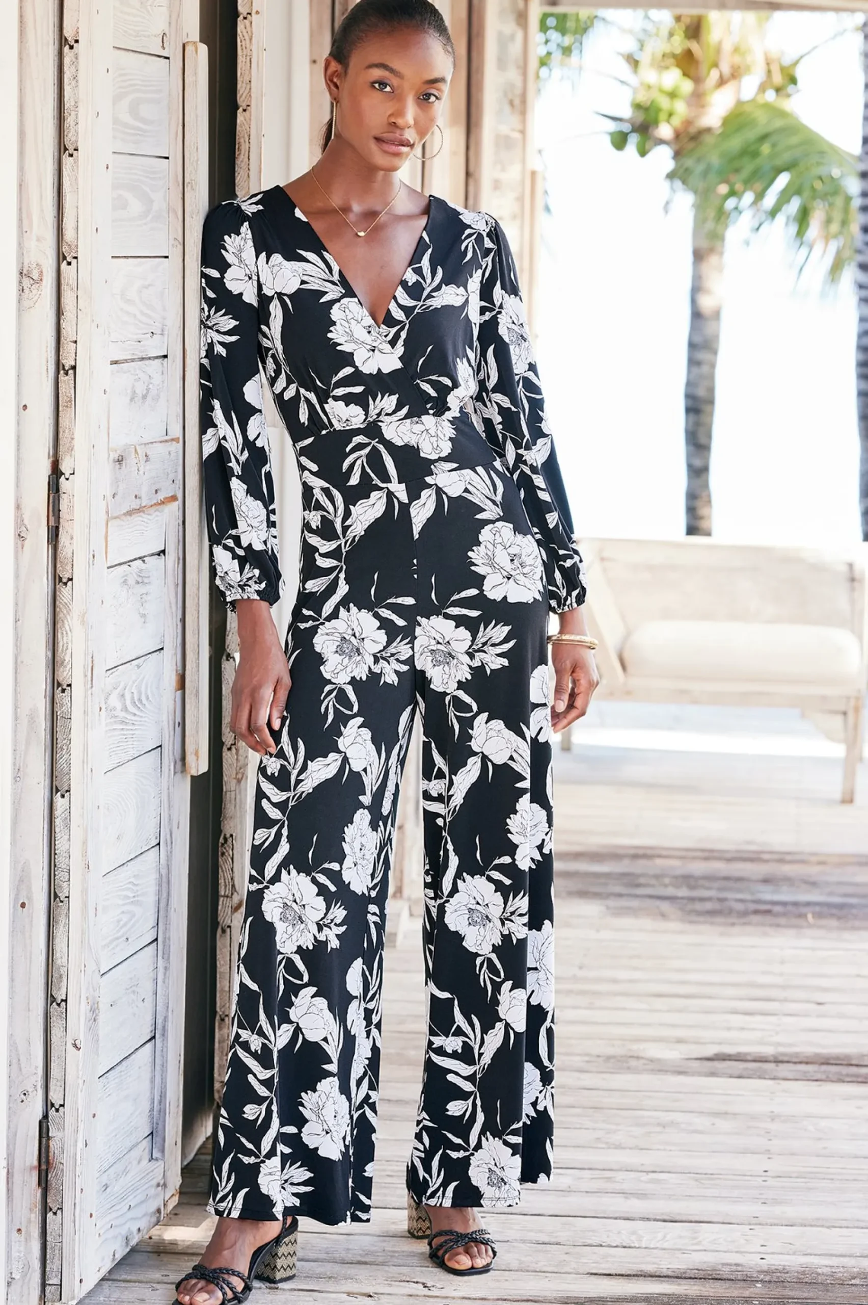 Soft Surroundings Penelope Long Sleeve Jumpsuit> Into The Blues|work to play