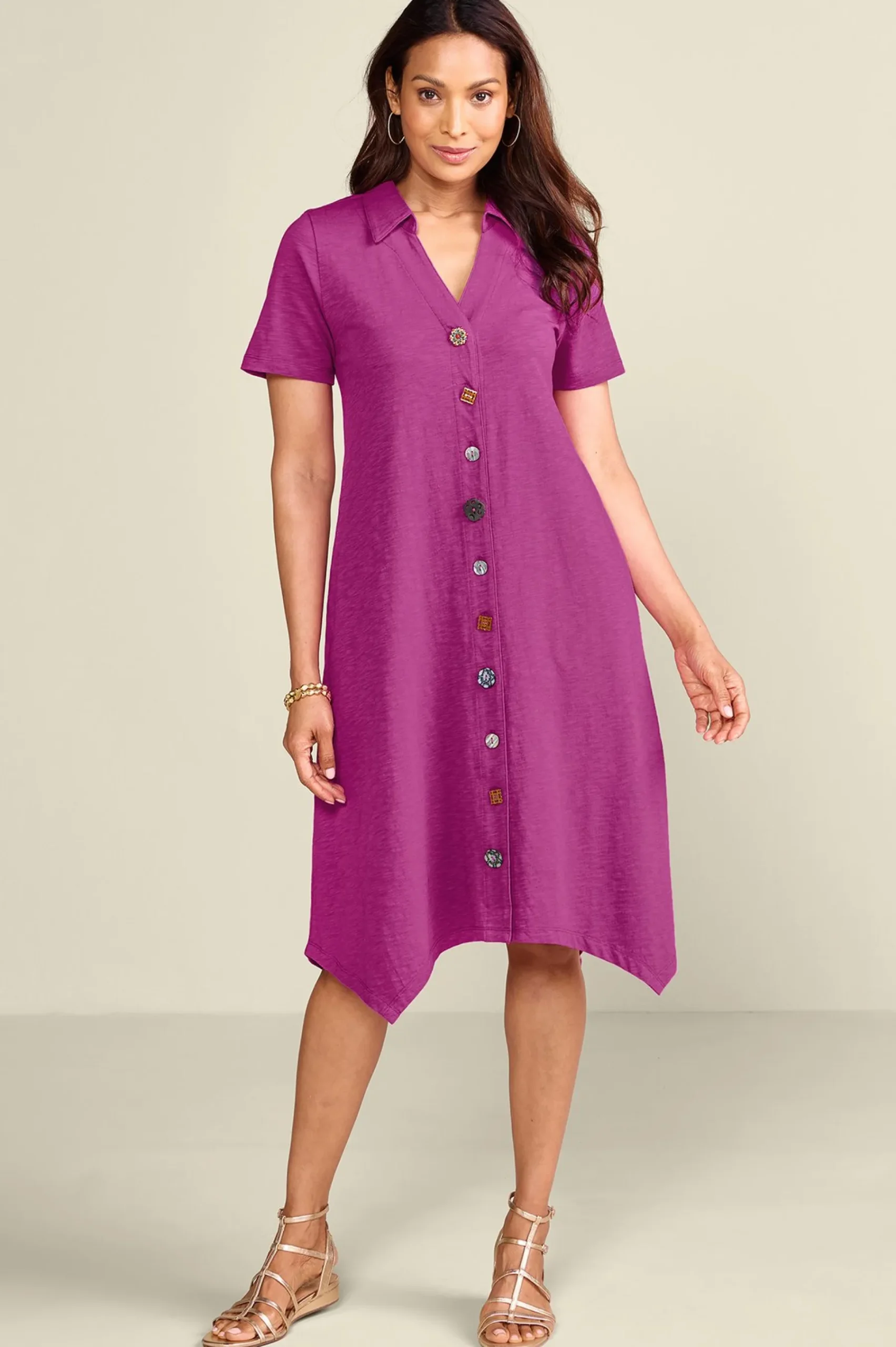 Soft Surroundings Petites Danielle Button Dress> Everyday Styles|Dresses