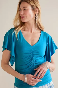 Soft Surroundings Petites Leya Ruched Top><noscript><img width=