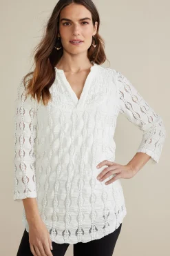 Soft Surroundings Petites Priya Knit Lace Tunic> Feminine Flourish|Global Artistry