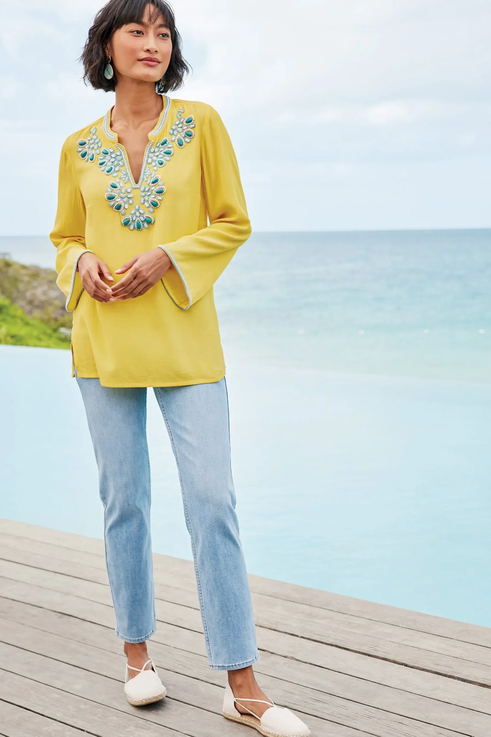 Soft Surroundings Petites Soraya Embellished Tunic> Global Artistry