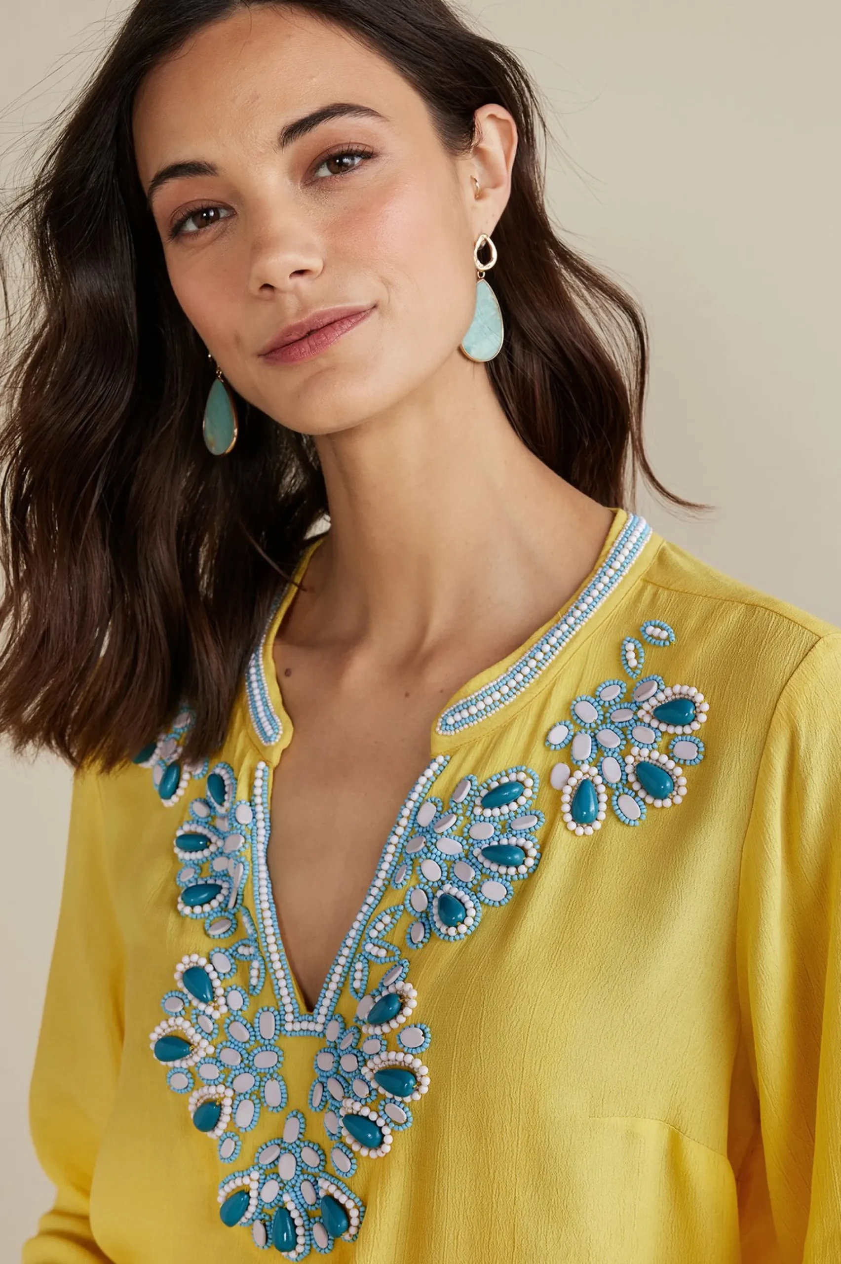Soft Surroundings Petites Soraya Embellished Tunic> Global Artistry