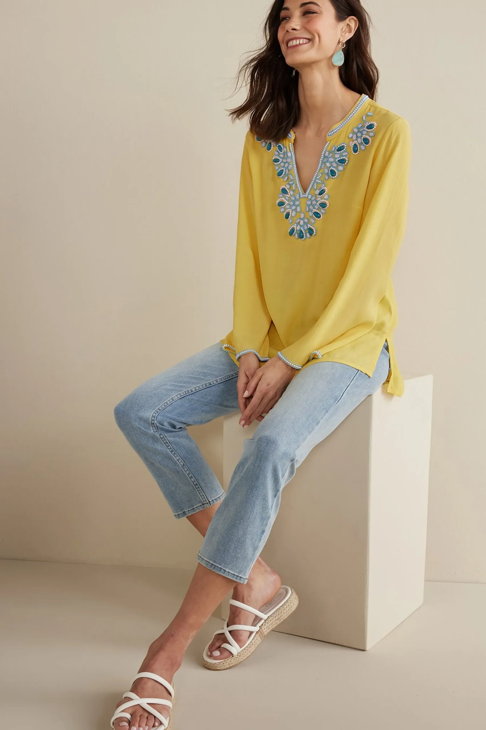 Soft Surroundings Petites Soraya Embellished Tunic> Global Artistry