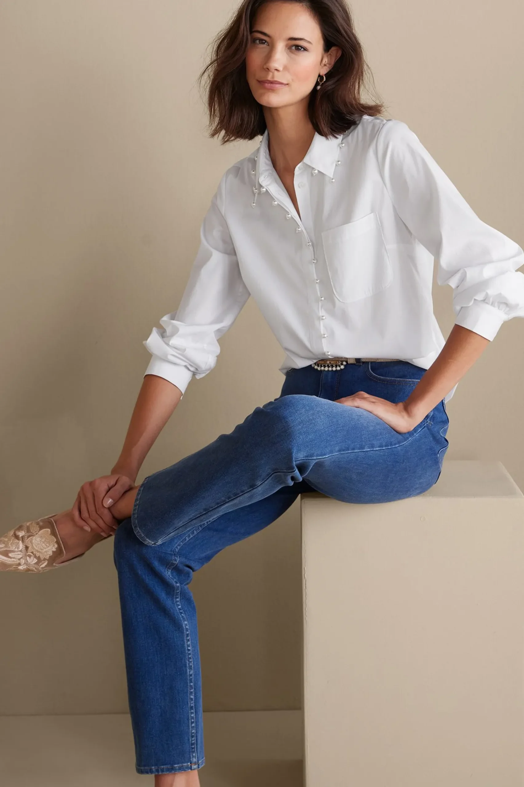 Soft Surroundings Rania Pearl Shirt> Everyday Styles|long sleeve