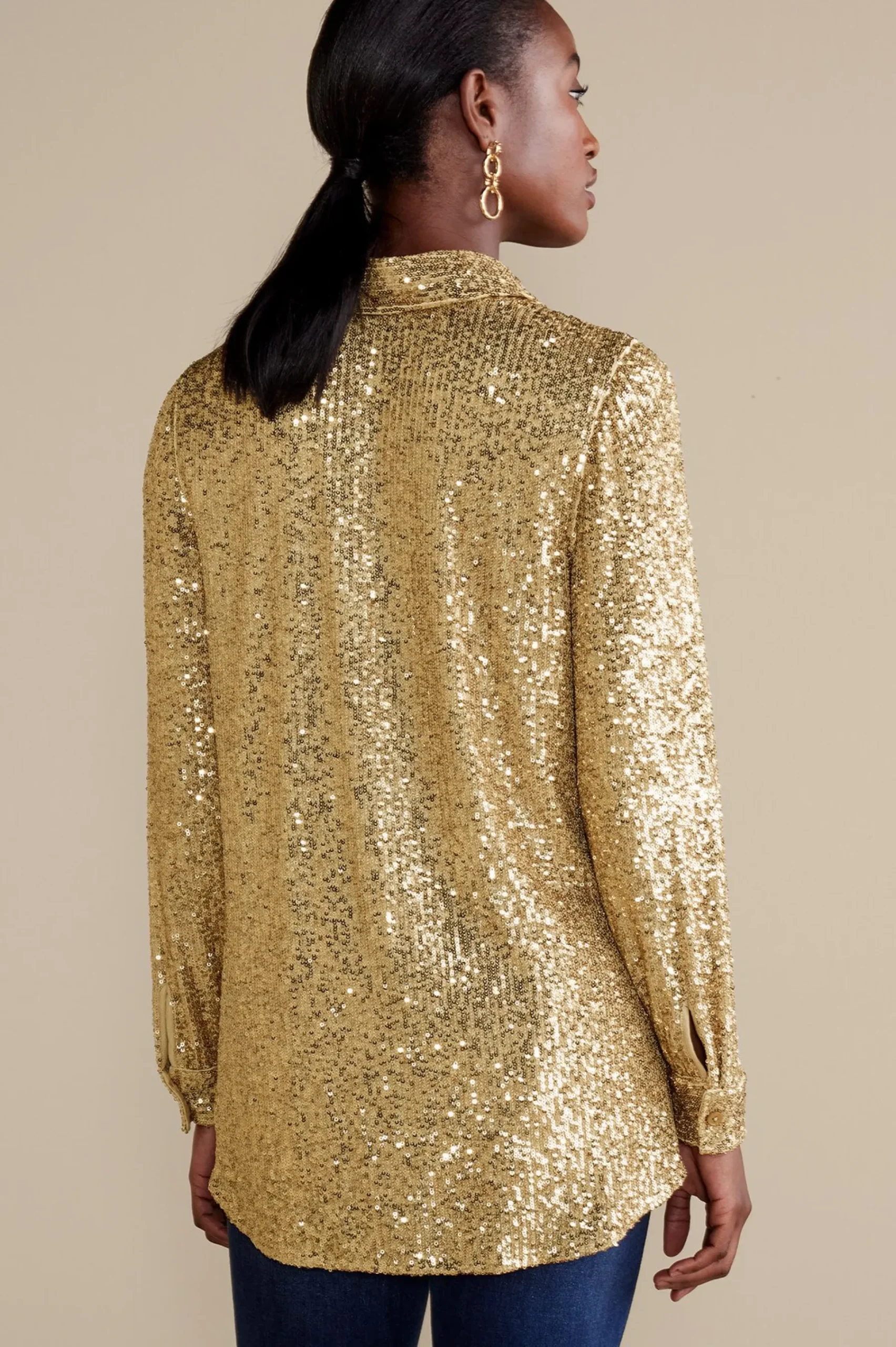 Soft Surroundings Sancerre Sequin Shirt> Feminine Flourish|long sleeve