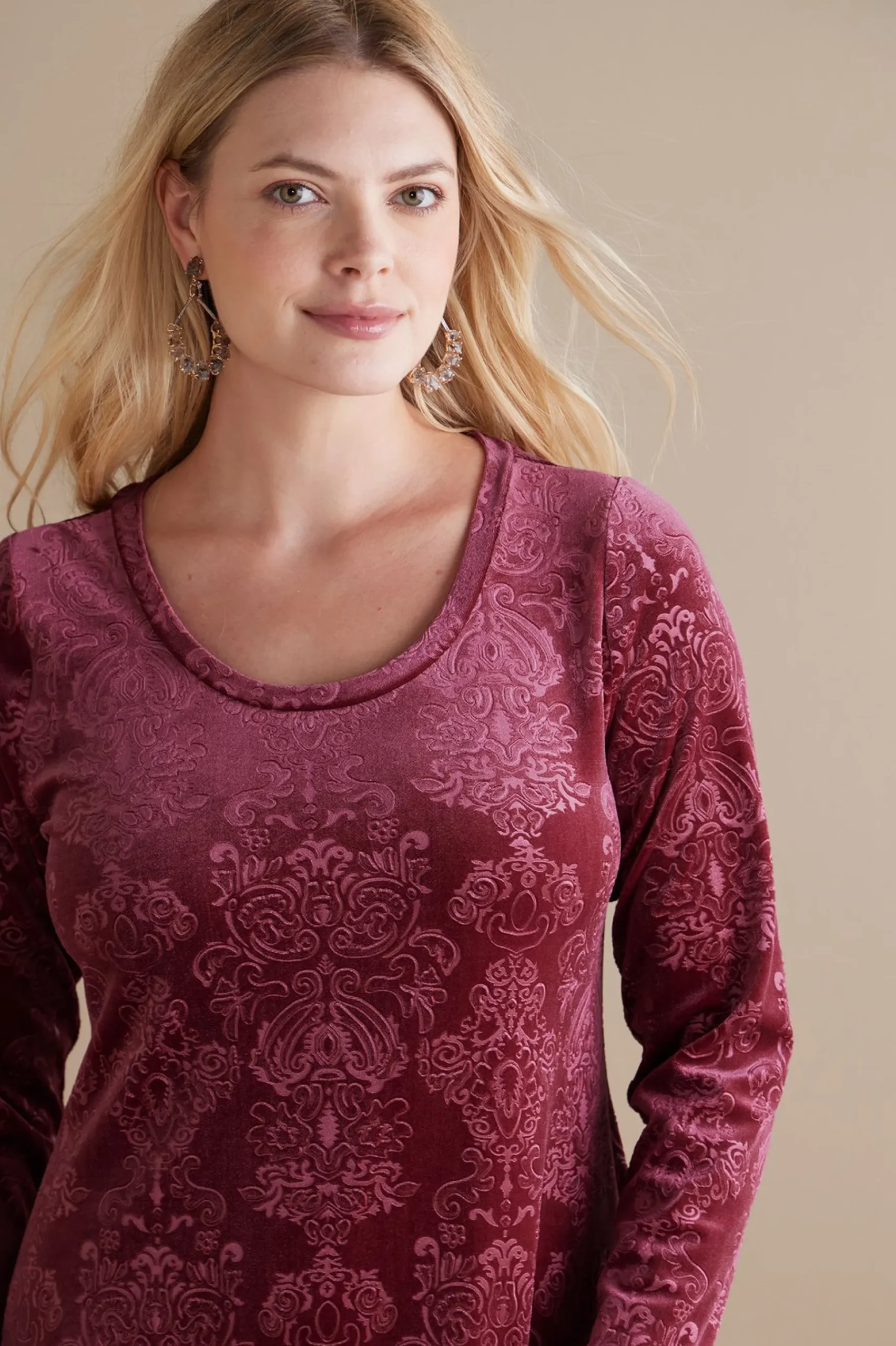 Soft Surroundings Santiago Embossed Velvet Dress> Feminine Flourish|EVelvet Styles