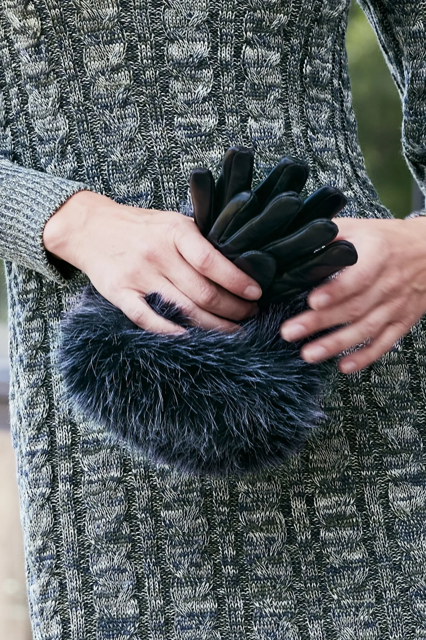 Soft Surroundings Sasha Faux Fur Leather Gloves> Hats