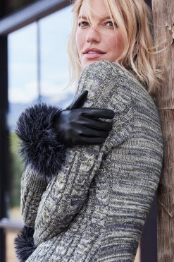 Soft Surroundings Sasha Faux Fur Leather Gloves><noscript><img width=