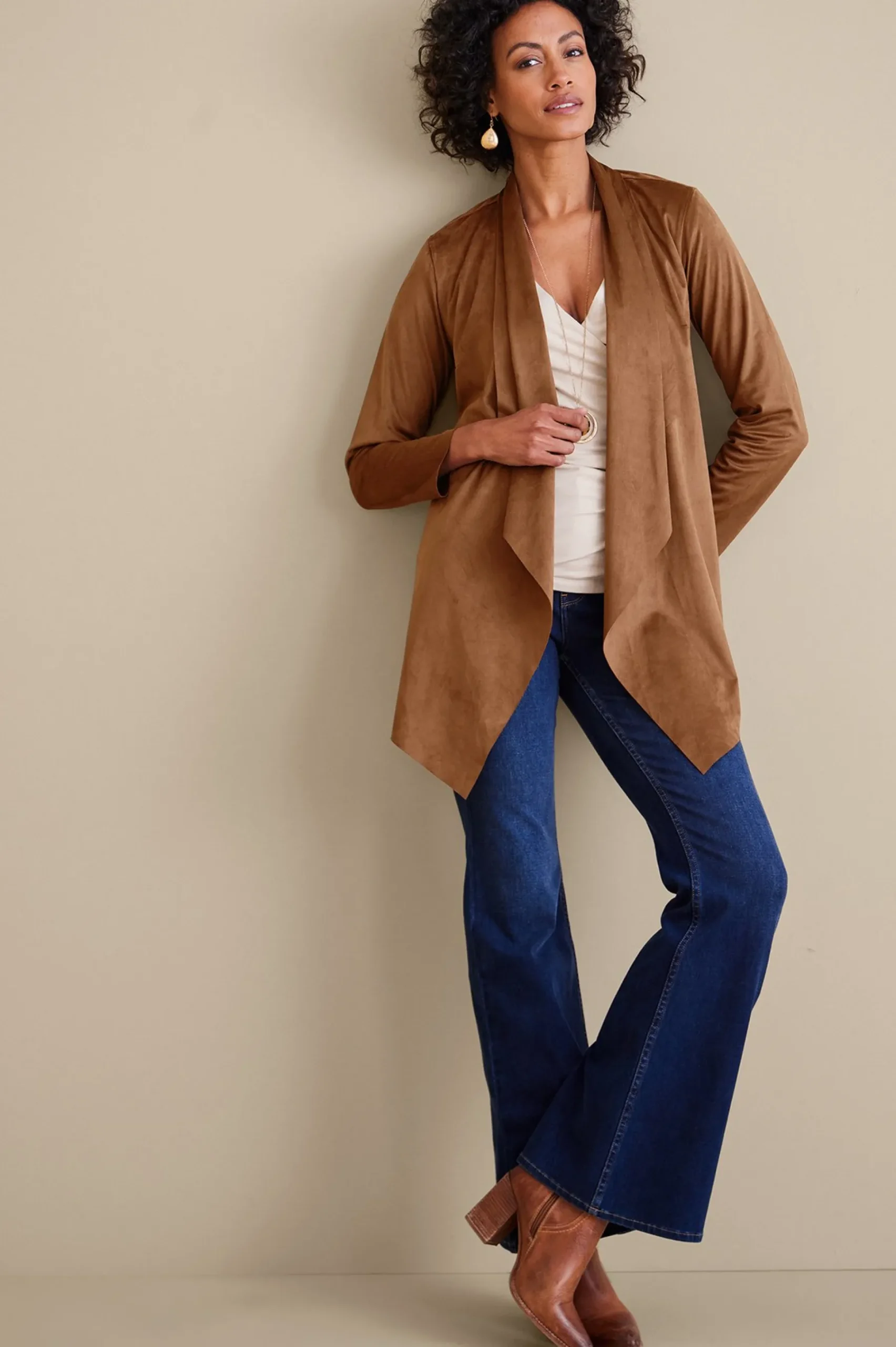 Soft Surroundings Shape Drape Faux Suede Jacket> Jackets & Coats