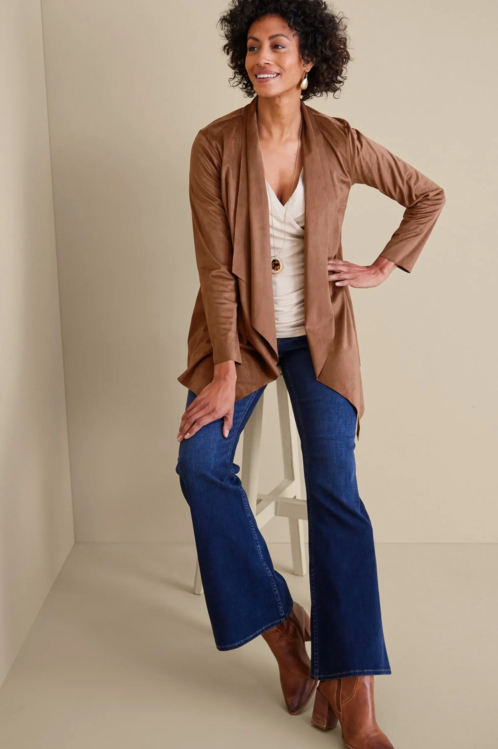Soft Surroundings Shape Drape Faux Suede Jacket> Jackets & Coats