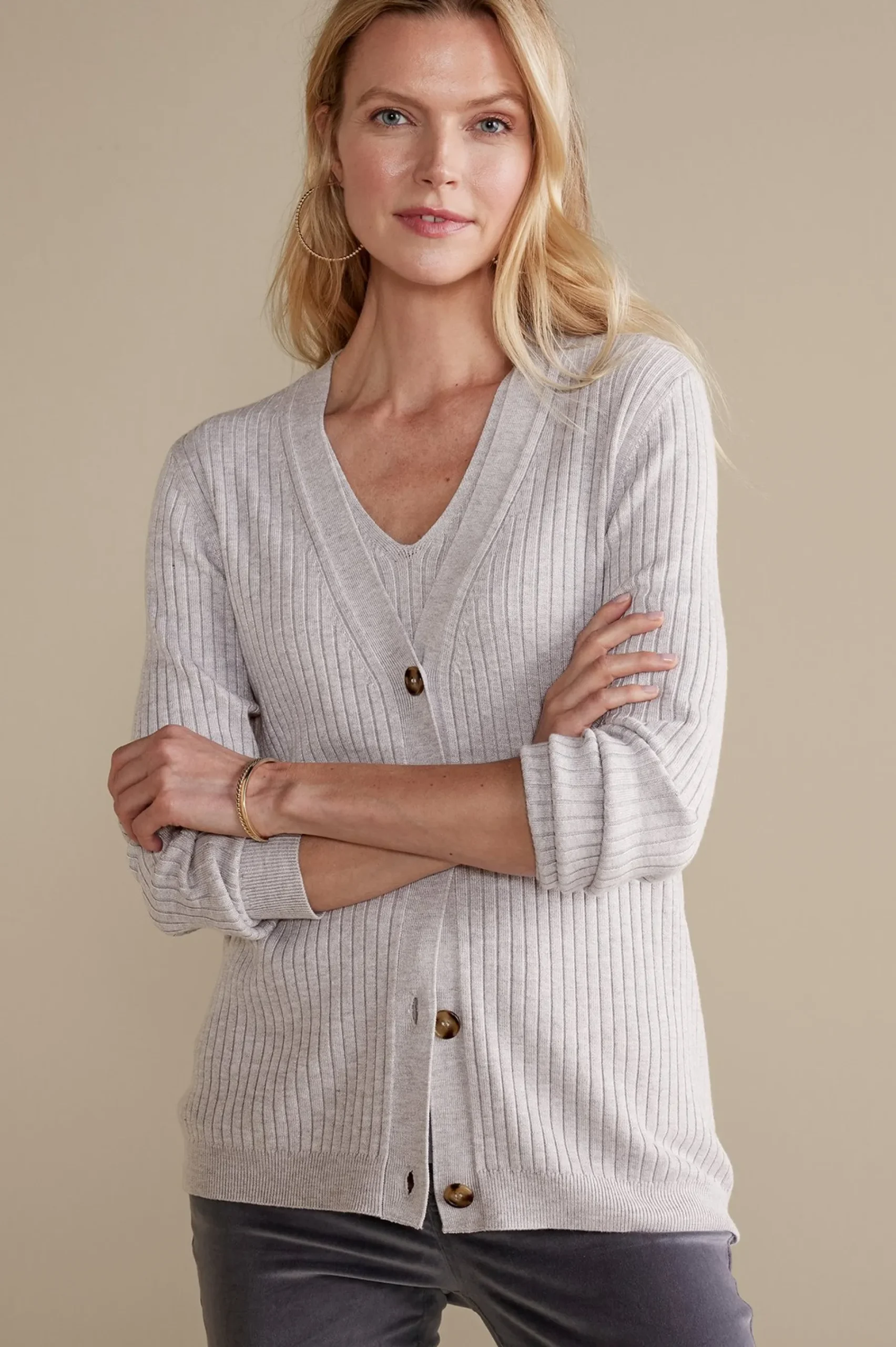 Soft Surroundings Soft Essential™ Ribbed Button-Front Cardi> Soft Essential Styles|Everyday Styles