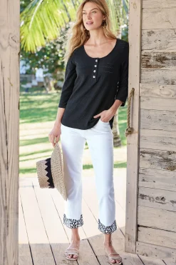 Soft Surroundings Solene Eyelet Denim Crop Jeans><noscript><img width=