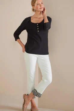 Soft Surroundings Solene Eyelet Denim Crop Jeans><noscript><img width=