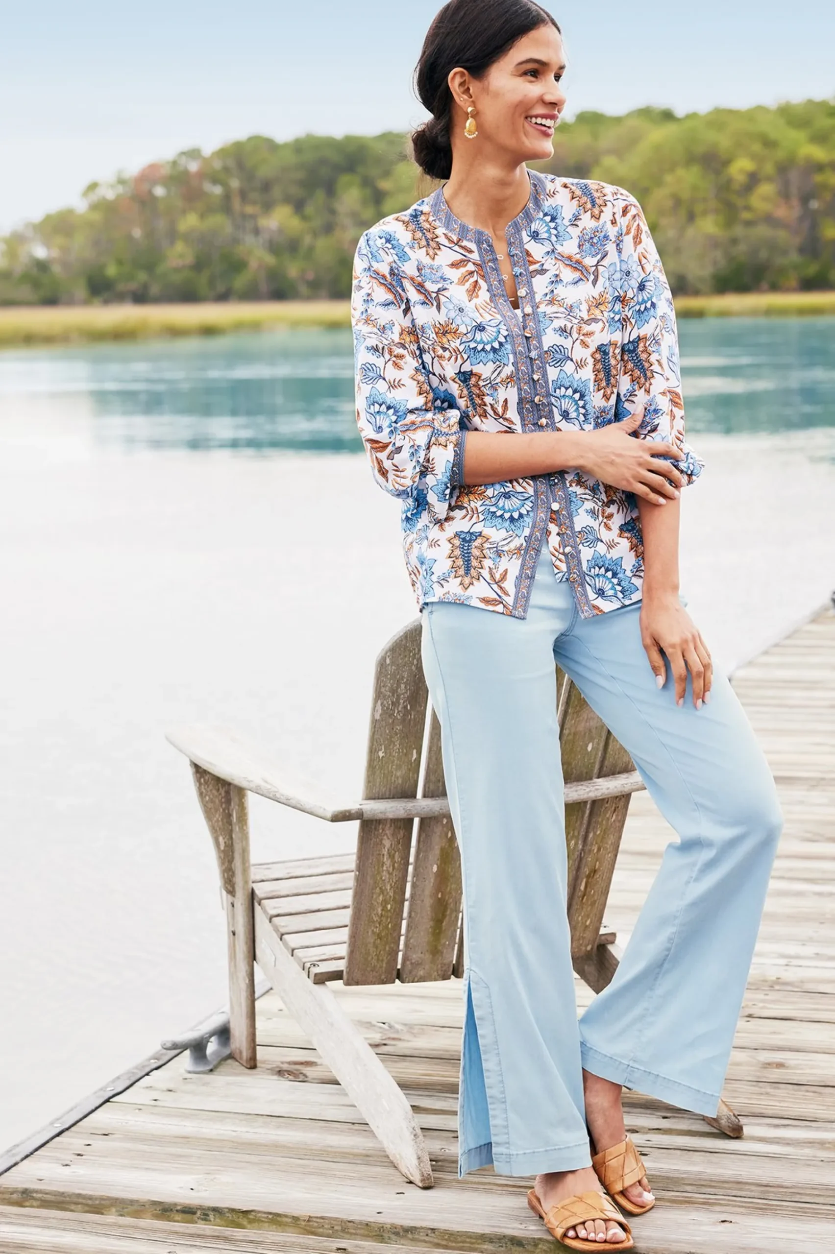Soft Surroundings Tracy Top> Feminine Flourish|Into The Blues