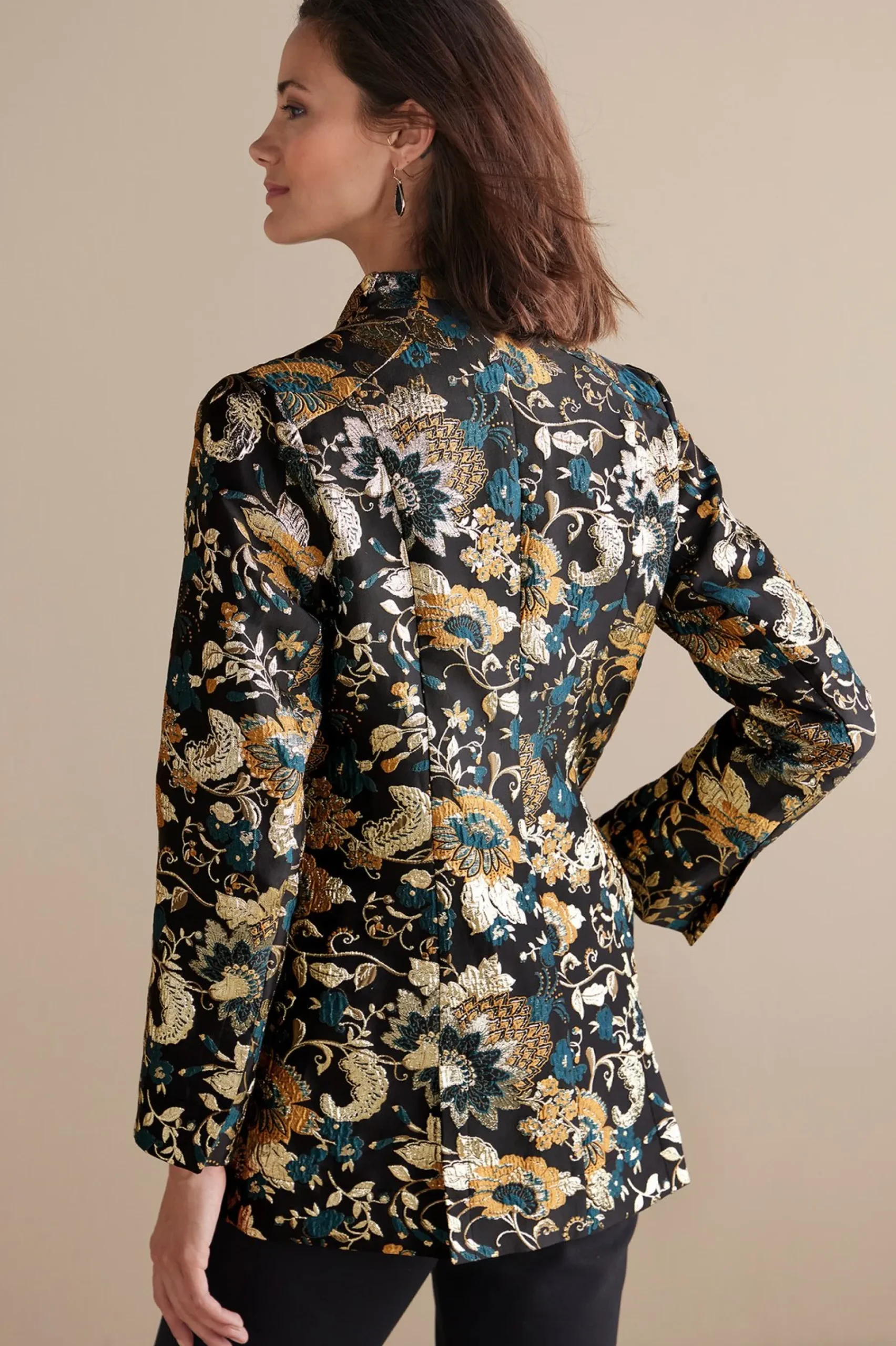 Soft Surroundings Viola Jacquard Jacket> Feminine Flourish|Global Artistry