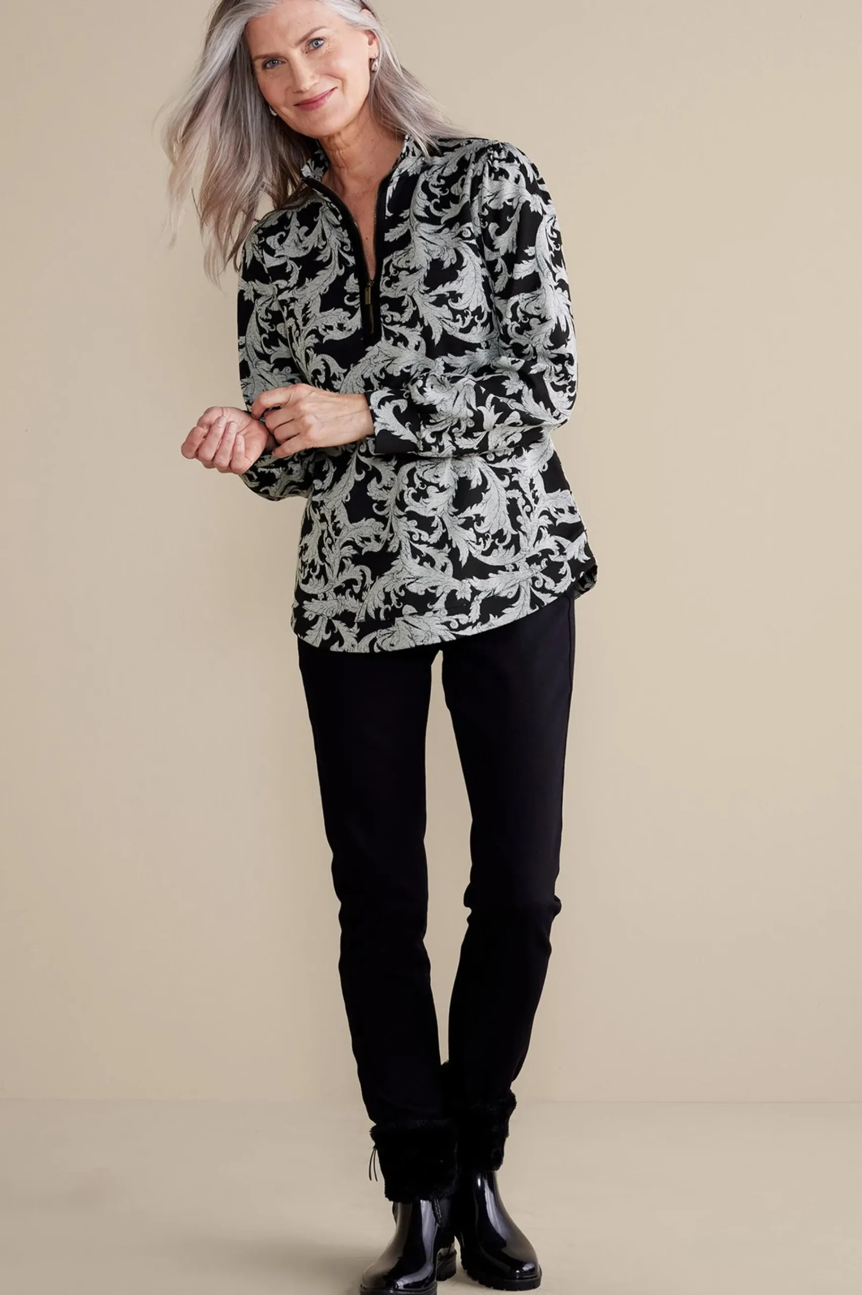 Soft Surroundings Winona Pullover> Feminine Flourish|long sleeve