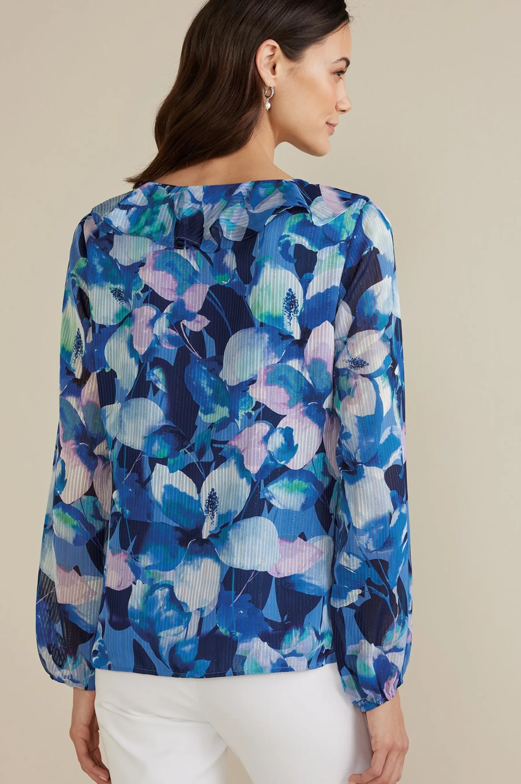 Soft Surroundings Xenia Ruffle Top> Feminine Flourish|long sleeve