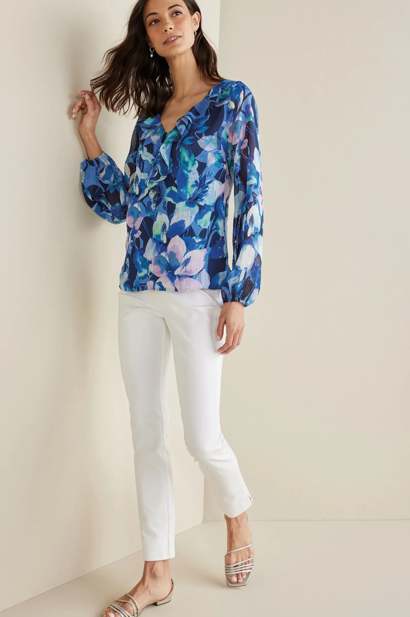 Soft Surroundings Xenia Ruffle Top> Feminine Flourish|long sleeve