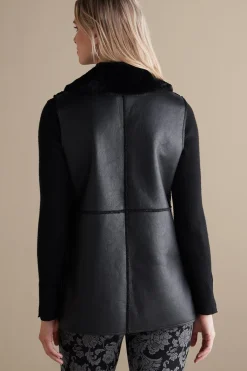 Soft Surroundings Zeva Faux Leather Shearling Vest><noscript><img width=